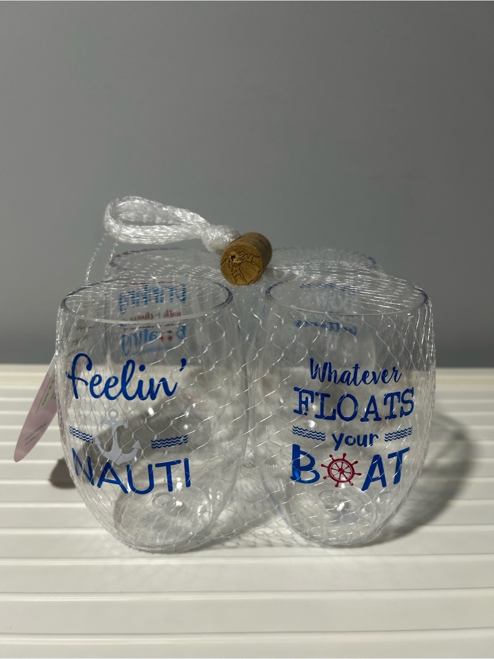 NWT Boat Themed Shatterproof Plastic Stemless Wine Glasses ⚓️